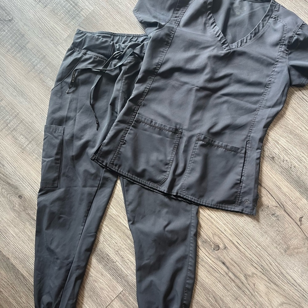 Med Couture Gray Scrub Set with Pockets